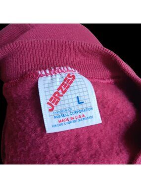 Blank Large JERZEES Vintage Crewneck Sweatshirt Burgundy Fleece Pullover USA